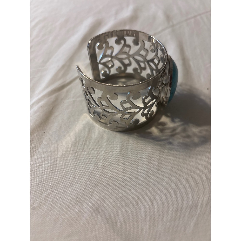 Unbranded Turquoise Cuff Bracelet Women OS Silver Filigree Southwestern Boho - Picture 5 of 5